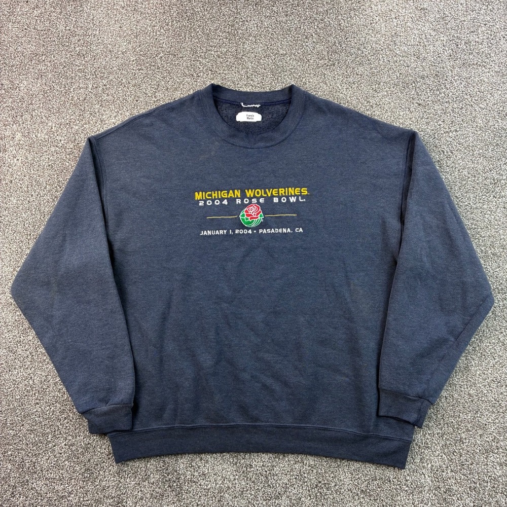 Vintage Michigan Wolverines Rose Bowl Sweatshirt Mens Large Blue 2004